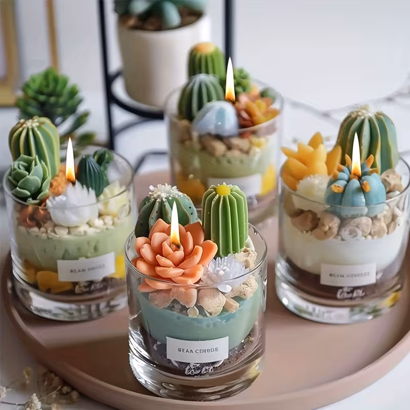 Midsummer Rite, candles in glass set among cut stems.